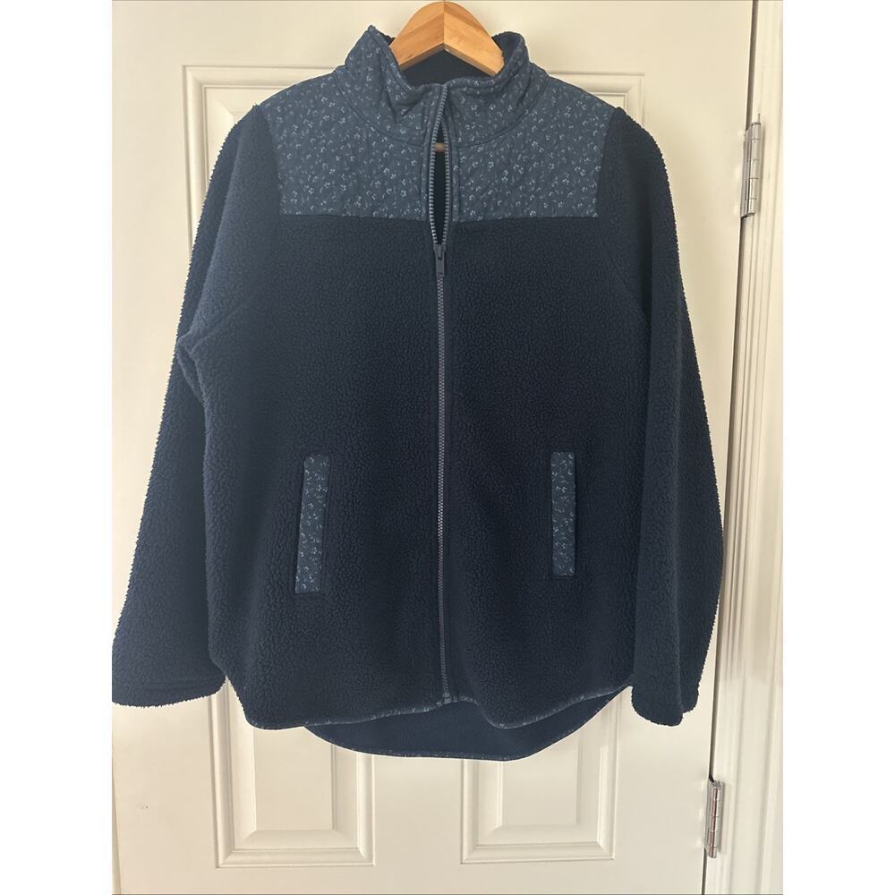 Madewell Quilted Sherpa‎ Jacket Women's S Blue Floral Fleece Preppy Cottagecore